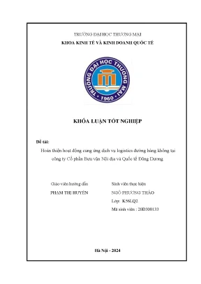 Hoàn thiện hoạt động cung ứng dịch vụ logistics đường hàng không tại công ty cổ phần bưu vận nội địa và quốc tế đông dương