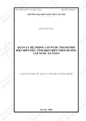 Quản lý hệ thống cấp nước thành phố điện biên phủ theo hướng cấp nước an toàn