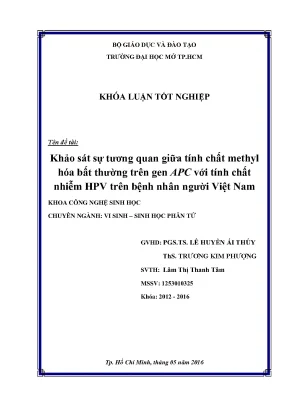 Khảo sát sự tương quan giữa tính chất methyl hóa bất thường trên gen apc với tính chất nhiễm hpv trên bệnh nhân người việt nam
