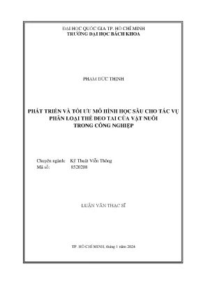 Phát triển và tối ưu mô hình học sâu cho tác vụ phân loại thẻ đeo tai của vật nuôi trong công nghiệp