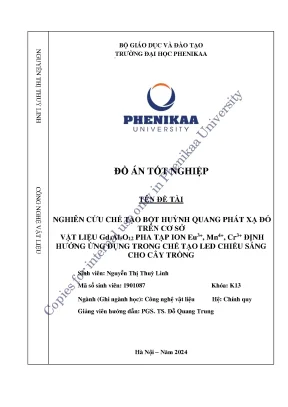 Nghiên cứu chế tạo bột huỳnh quang phát xạ đỏ trên cơ sở vật liệu gd3al5o12 pha tạp ion eu3 mn4 cr3 định hướng ứng dụng trong chế tạo led chiếu sáng cho cây trồng