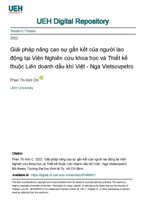 Giải pháp nang cao sự gắn két người lao động viện dầu khí việt nga