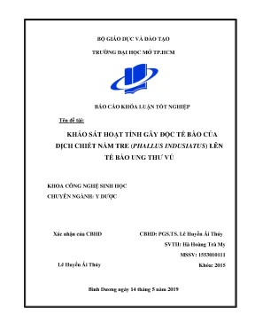 Khảo sát hoạt tính gây độc tế bào của dịch chiết nấm tre phallus indusiatus lên tế bào ung thư vú