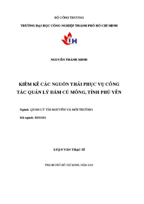 Kiểm kê các nguồn thải phục vụ công tác quản lý đầm cù mông tỉnh phú yên