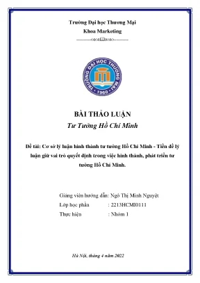 Cơ sở lý luận hình thành tư tưởng hồ chí minh tiền đề lý luận giữ vai trò quyết định trong việc hình thành phát triển tư tưởng hồ chí minh