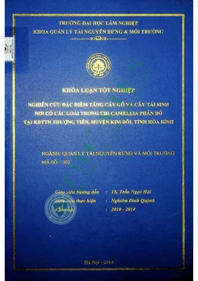 Nghiên cứu đặc điểm tầng cây gỗ tái sinh nơi có các loài trong chi camellia phân bố tại kbttn thượng tiến huyện kim bôi tỉnh hòa bình