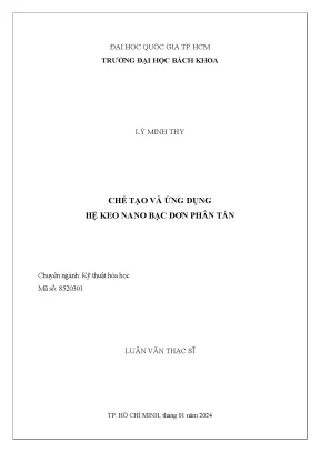 Chế tạo và ứng dụng hệ keo nano bạc đơn phân tán