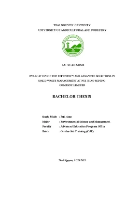 Evaluation of the efficiency and advanced solutions in solid waste management at nui phao mining company limited