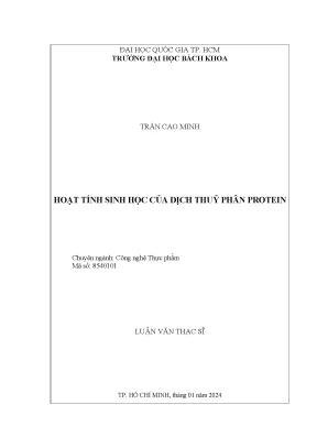 Hoạt tính sinh học của dịch thủy phân protein
