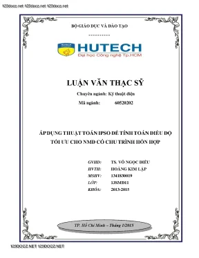Áp dụng thuật toán ipso để tính toán điều độ tối ưu cho nhà máy diện có chu trình hỗn hợp