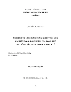 Nghiên cứu ứng dụng công nghệ tinh gọn cải tiến công đoạn kiểm tra tổng thể cho dòng sản phẩm linh kiện điện tử