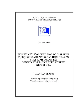 Ứng dụng một số giải pháp tự động hóa để nâng cao hiệu quả sản xuất kinh doanh tại công ty cổ phần cấp thoát nước khánh hòa