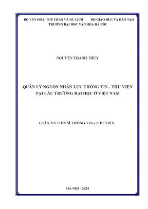 Quản lý nguồn nhân lực thông tin thư viện tại các trường đại học ở việt nam