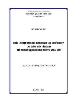 Quản lý hoạt động bồi dưỡng năng lực nghề nghiệp cho giảng viên tiếng anh các trường đại học không chuyên ngoại ngữ