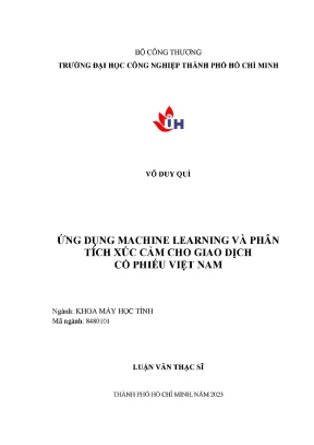 Ứng dụng machine learning và phân tích xúc cảm cho giao dịch cổ phiếu việt nam