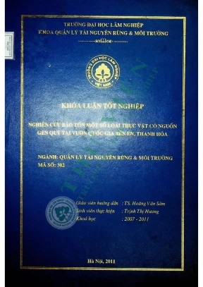 Nghiên cứu bảo tồn một số loài thực vật có nguồn gen quý tại vườn quốc gia bến en thanh hóa