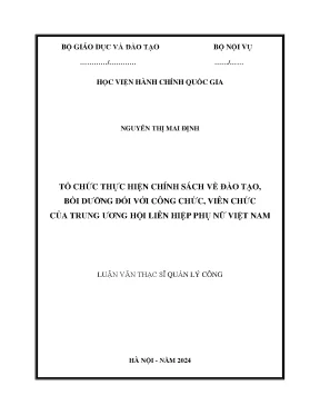 Tổ chức thực hiện chính sách về đào tạo bồi dưỡng đối với công chức viên chức của trung ương hội liên hiệp phụ nữ việt nam