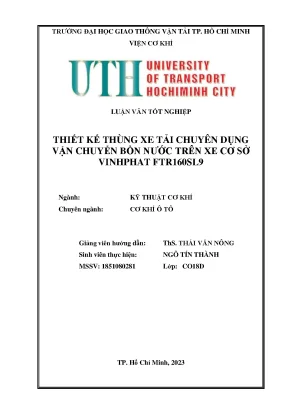 Thiết kế thùng xe tải chuyên dụng vận chuyển bồn nước trên xe cơ sở vinhphat ftr160sl9