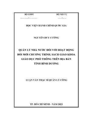 Quản lý nhà nước đối với hoạt động đổi mới chương trình sách giáo khoa giáo dục phổ thông trên địa bàn tỉnh bình dương