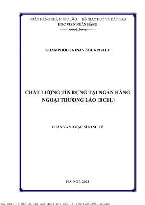 Chất lượng tín dụng tại ngân hàng ngoại thương lào bcel