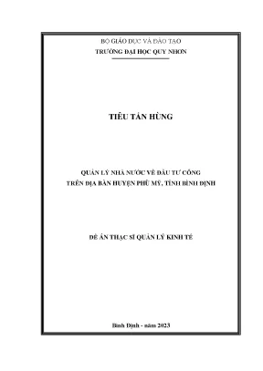 Quản lý nhà nước về đầu tư công trên địa bàn huyện phù mỹ tỉnh bình định