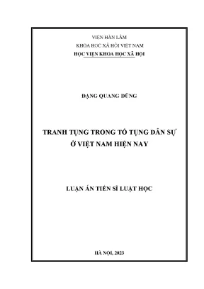 Luận án tiến sĩ luật học tranh tụng trong tố tụng dân sự ở việt nam hiện nay