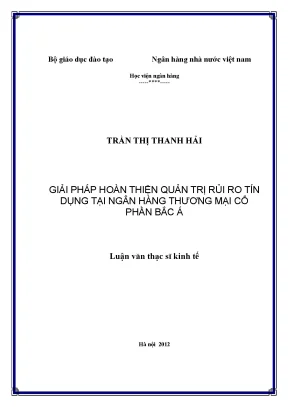 Giải pháp hoàn thiện quản trị rủi ro tín dụng tại ngân hàng thương mại cổ phần bắc á