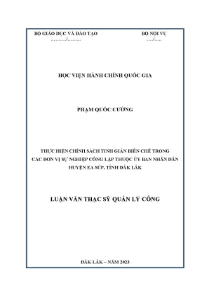 Thực hiện chính sách tinh giản biên chế trong các đơn vị sự nghiệp công lập thuộc ủy ban nhân dân huyện ea súp tỉnh đắk lắk