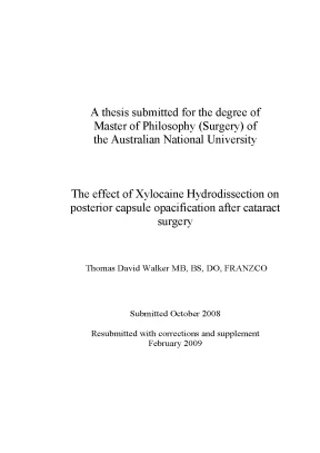 The effect of xylocaine hydrodissection on posterior capsule opacification after cataract surgery