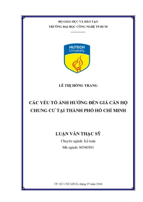 Luận văn thạc sĩ các yếu tố ảnh hưởng đến giá căn hộ chung cư tại thành phố hồ chí minh