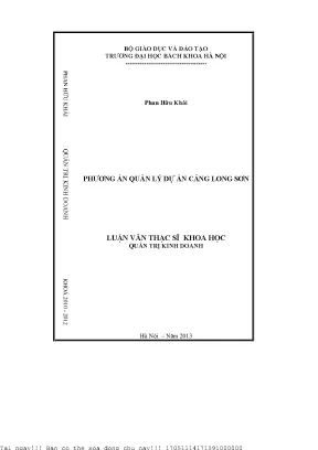 Phương án quản lý dự án ảng long sơn