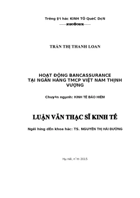 Hoạt động bancassurance tại ngân hàng tmcp việt nam thịnh vượng