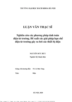 Nghiên ứu á phương pháp tính toán điện từ trường đề xuất á giải pháp hạn hế điện từ trường gây ra bởi á thiết bị điện