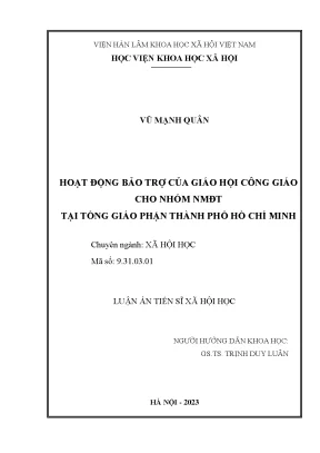 Hoạt động bảo trợ của giáo hội công giáo cho nhóm người mẹ đơn thân tại tổng giáo phận thành phố hồ chí minh