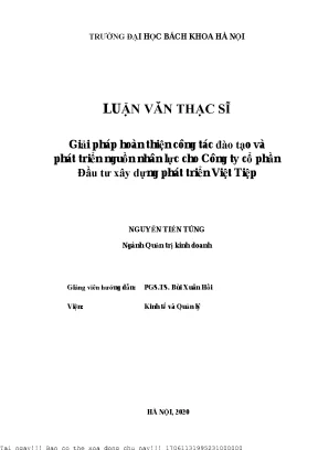 Giải pháp hoàn thiện ông tá đào tạo phát triển nguồn nhân lự ho công ty ổ phần đầu tư xây dựng phát triển việt tiệp