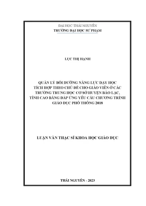 Quản lý bồi dưỡng năng lực dạy học tích hợp theo chủ đề cho giáo viên ở các trường trung học cơ sở huyện bảo lạc tỉnh cao bằng đáp ứng yêu cầu chương trình giáo dục phổ thông 2018