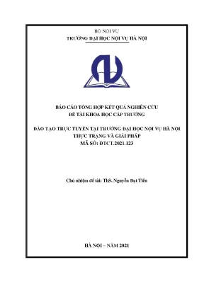 Đề tài đào tạo trực tuyến tại trường đại học nội vụ hà nội thực trạng và giải pháp