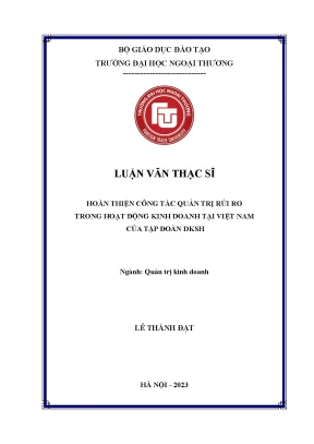 Hoàn thiện công tác quản trị rủi ro trong hoạt động kinh doanh tại việt nam của tập đoàn dksh