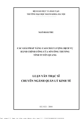 Cá giải pháp nâng cao chất lượng dịch vụ hành chính công của sở công thương tỉnh tuyên quang