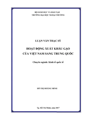 Luận văn thạc sĩ kinh tế hoạt động xuất khẩu gạo của việt nam sang trung quốc