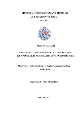Primary efl teachers diffculties in teaching listening skills and strategies to overcome them