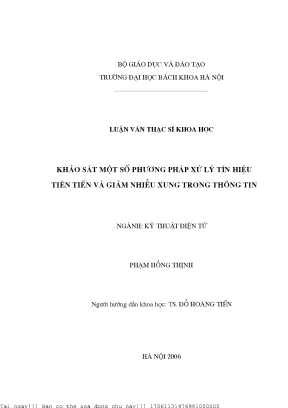 Khảo sát một số phương pháp xử lý tín hiệu tiên tiến và giảm nhiễu xung trong thông tin