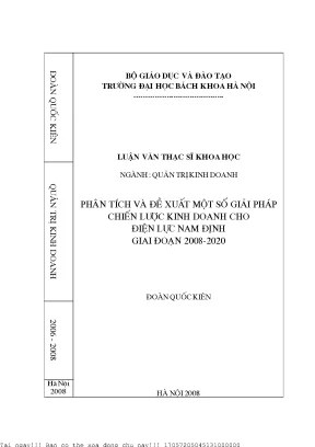 Phân tíh và đề xuất một số giải pháp chiến lược kinh doanh cho điện lực nam định giai đoạn 2008 2020
