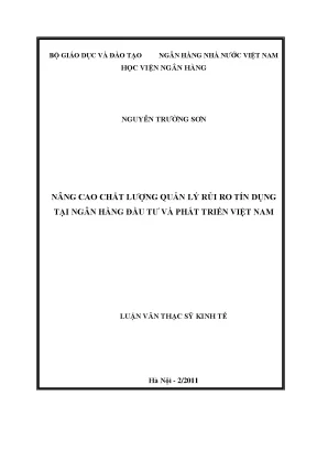 Nâng cao chất lượng quản lý rủi ro tín dụng tại ngân hàng đầu tư và phát triển việt nam