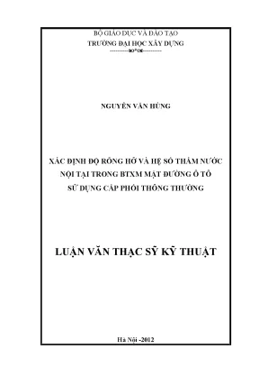 Xác định độ rỗng hở và hệ số thấm nước nội tại trong btxm mặt đường ô tô sử dụng cấp phối thông thường