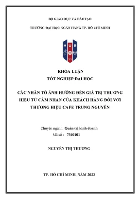 Các nhân tố ảnh hưởng đến giá trị thương hiệu từ cảm nhận của khách hàng đối với thương hiệu cafe trung nguyên