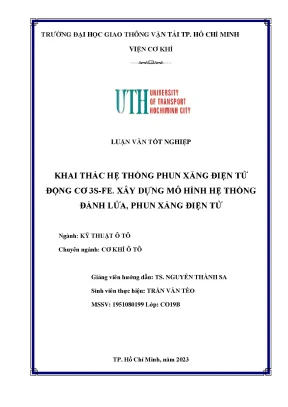 Khai thác hệ thống phun xăng điện tử động cơ 3sfe xây dựng mô hình hệ thống đánh lửa phun xăng điện tử