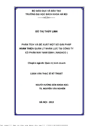 Phân tíh và đề xuất một số giải pháp hoàn thiện quản lý nhân lực tại công ty cổ phần may nam định