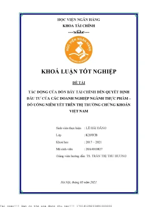 Tác động của đòn bẩy tài chính đến quyết định đầu tư của các doanh nghiệp ngành thực phẩm đồ uống niêm yết trên thị trường chứng khoán việt nam