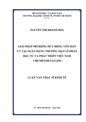 Luận văn thạc sĩ giải pháp mở rộng huy động vốn dân cư tại ngân hàng tmcp đầu tư và phát triển việt nam chi nhánh sài gòn